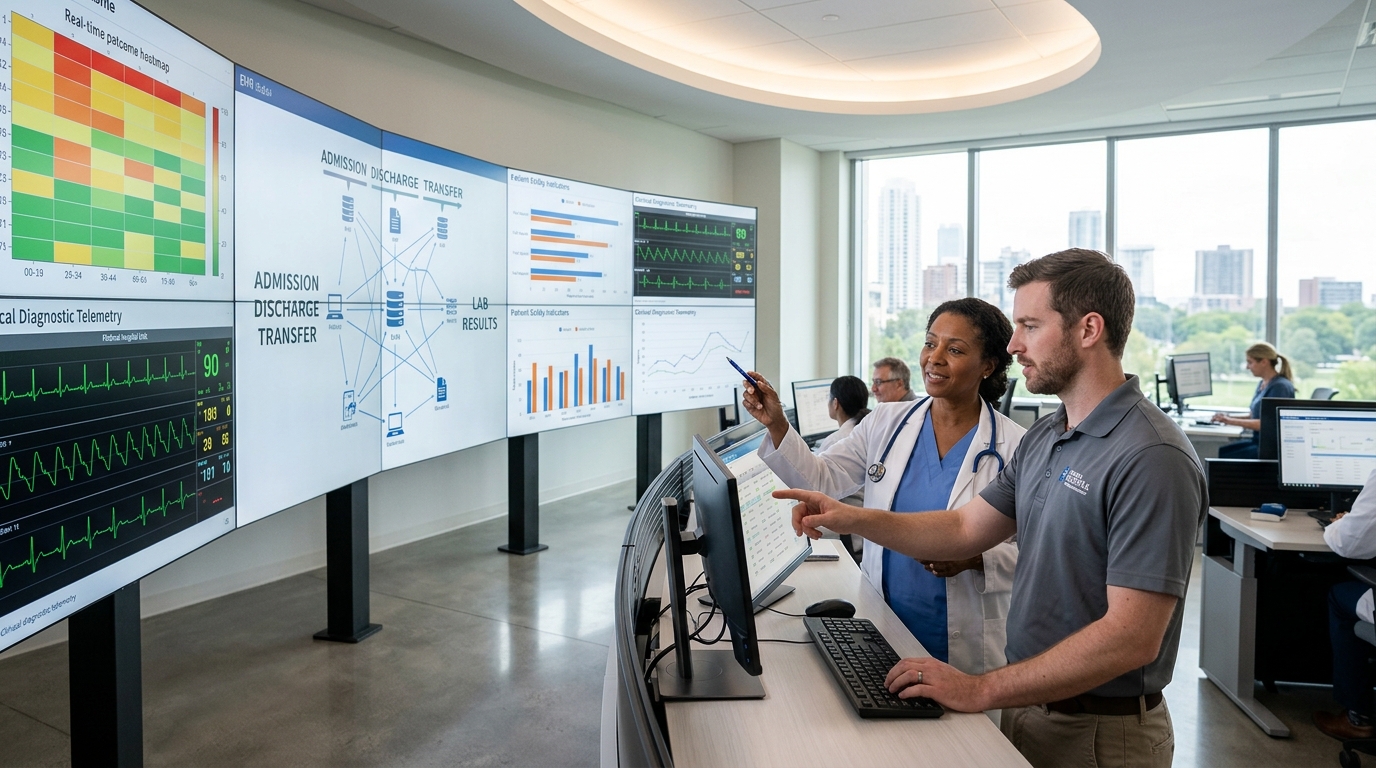 Patient data analytics, clinical workflow automation, and health system interoperability.